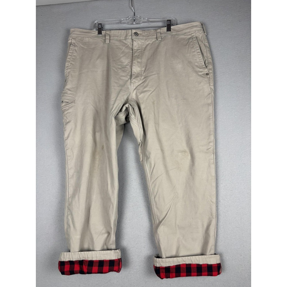 Duluth Trading Co Pants Mens 44x30 Beige Flex Ballroom Khakis Flannel Lined